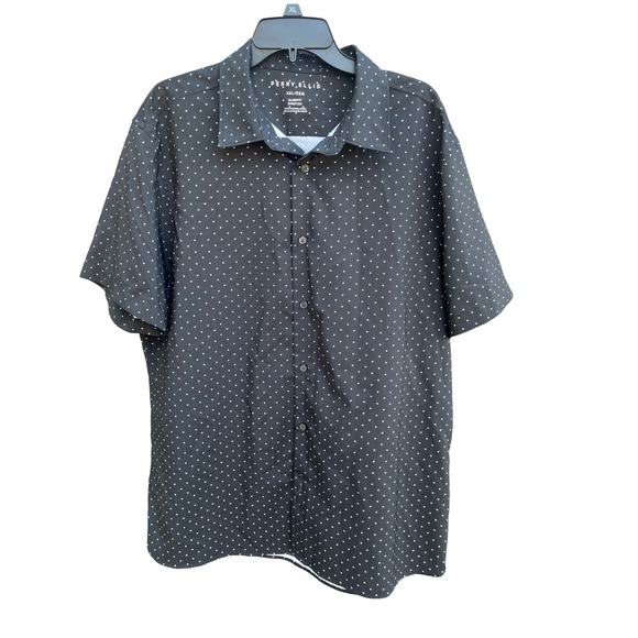 Perry Ellis Other - Perry Ellis Mens XXL Slim Fit Stretch Short Sleeve Button Down Shirt Black White
